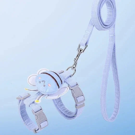 Cartoon Bee Pet Harness Leash & Collar Set